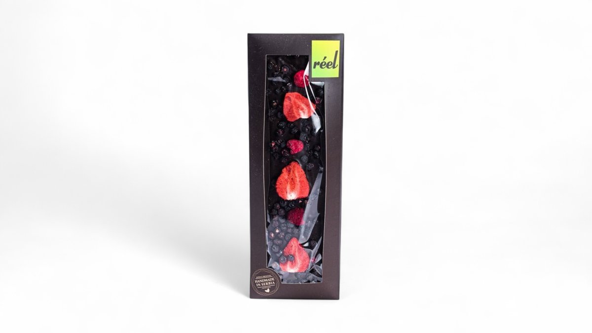 687272d8611d8a5003bb3954 Reel Tamna čokolada 70% jagoda, malina i borovnica 115g - Slika 1